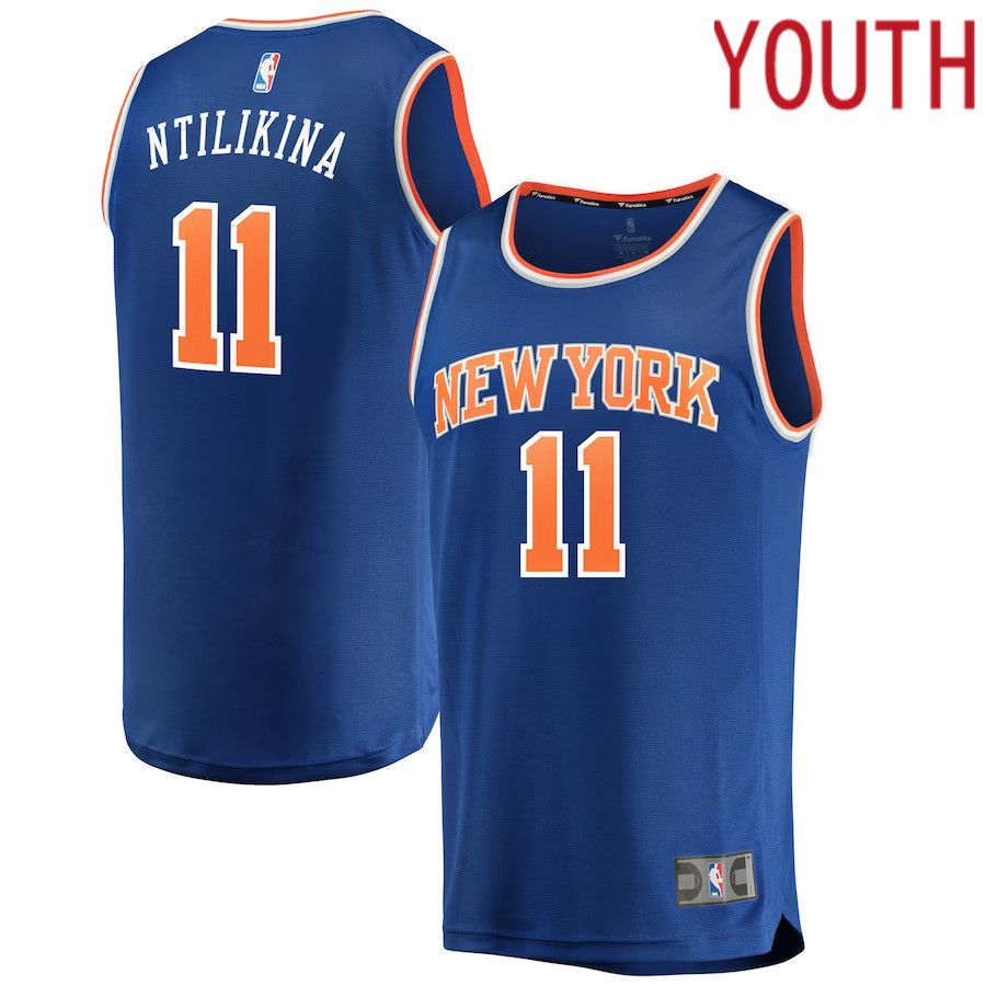 Youth New York Knicks #11 Frank Ntilikina Fanatics Branded Royal Fast Break Replica NBA Jersey